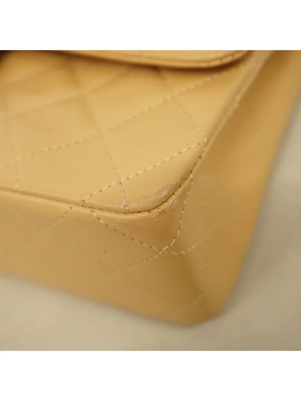 Chanel Shoulder Bag Quilted Lambskin Beige Gold